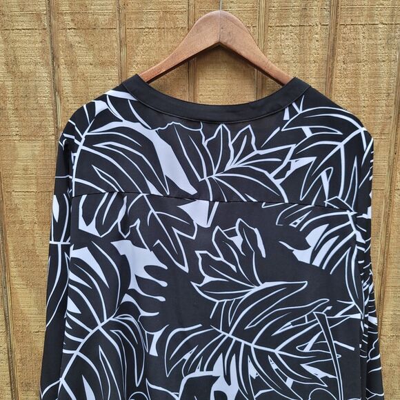 Catherines Long Sleeve Black & White Floral Print Plus Womens Size 2X - Picture 4 of 10